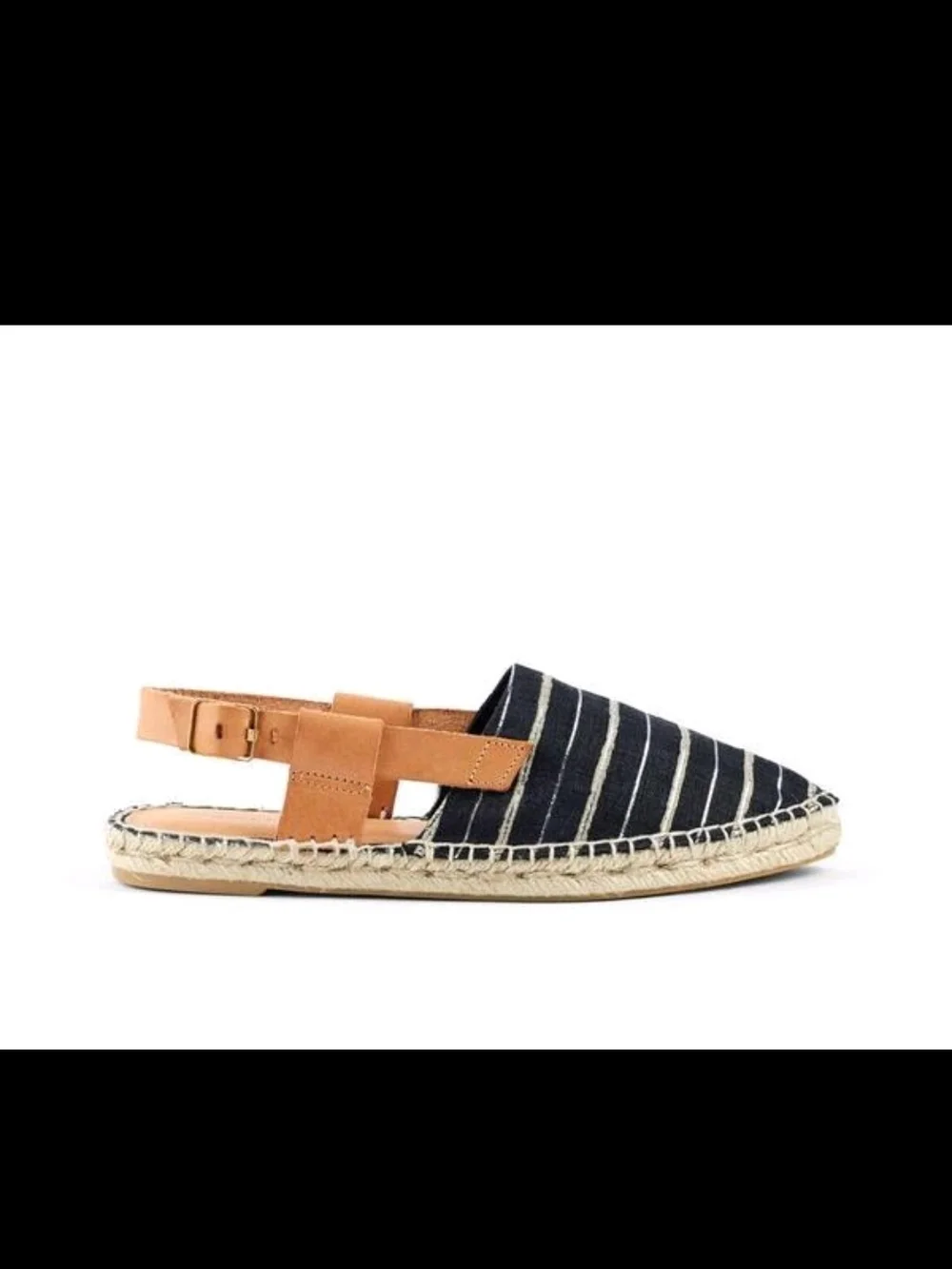 Matt Bernson 'Toro' Black Stripe Espadrille, Memory Foam, Leather Strap, 6